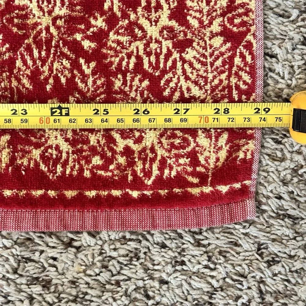 Southern Living 3pc Towel Set Red Gold Reversible Jacquard Made Portugal